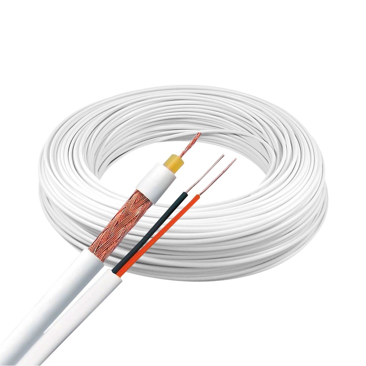 Cabo Coaxial 4mm com alimentação para Câmera CFTV DVR